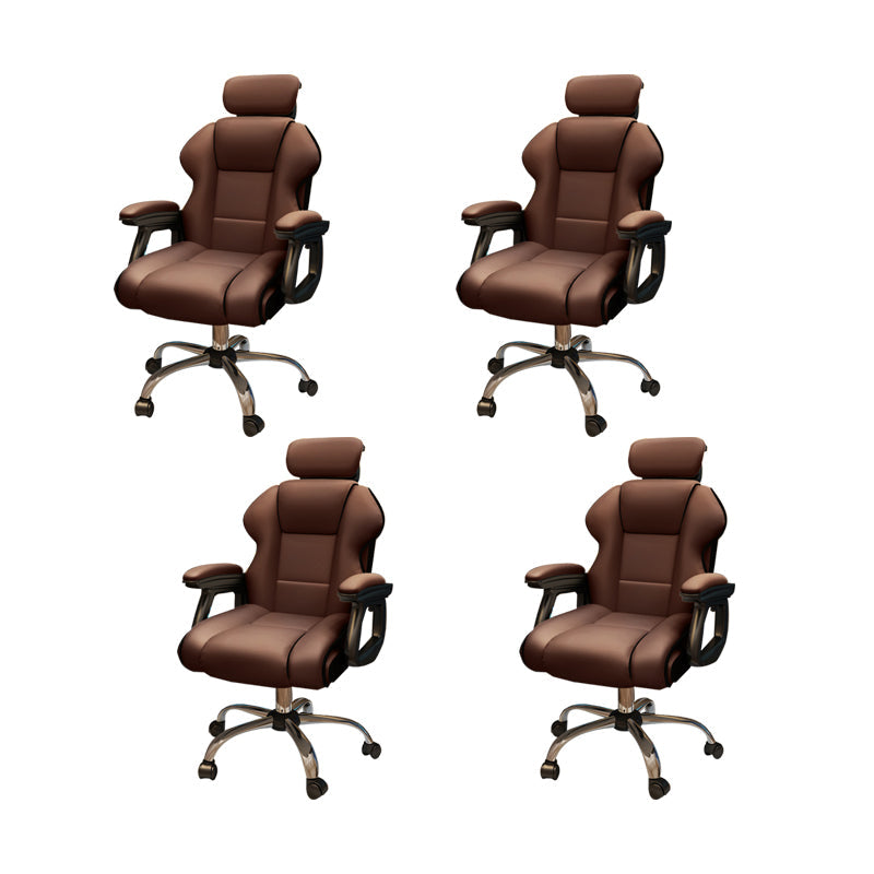 Modern Style Gaming Chair Faux Leather Fixed Arm Desk Chair for Home Coffee 4 Piece Set Without Footrest Clearhalo 'furn' 'furn_office_chair' 'Furniture' 'Office Chairs' 'Office Furniture' 'office_chair' 6600297