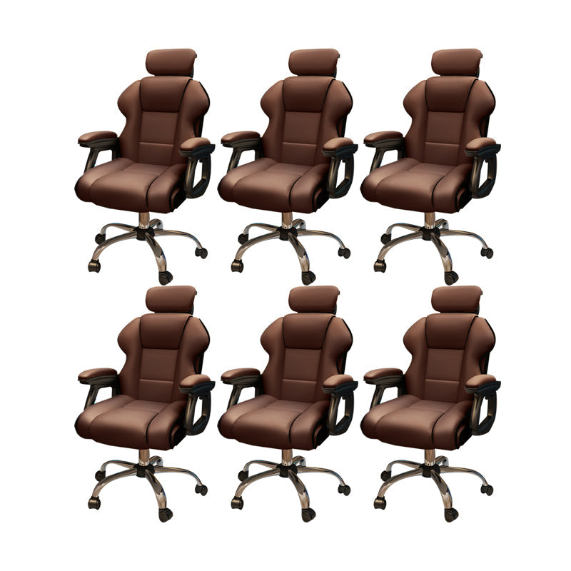 Modern Style Gaming Chair Faux Leather Fixed Arm Desk Chair for Home Coffee 6 Piece Set Without Footrest Clearhalo 'furn' 'furn_office_chair' 'Furniture' 'Office Chairs' 'Office Furniture' 'office_chair' 6600300