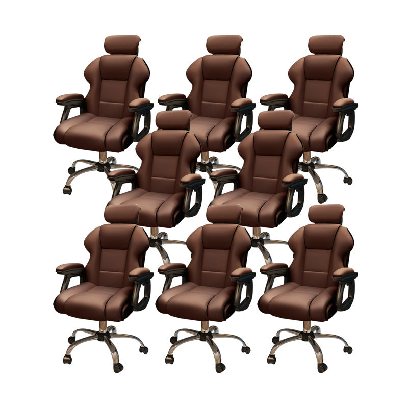 Modern Style Gaming Chair Faux Leather Fixed Arm Desk Chair for Home Coffee 8 Piece Set Without Footrest Clearhalo 'furn' 'furn_office_chair' 'Furniture' 'Office Chairs' 'Office Furniture' 'office_chair' 6600301