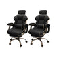 Modern Style Gaming Chair Faux Leather Fixed Arm Desk Chair for Home Black 2 Piece Set With Footrest Clearhalo 'furn' 'furn_office_chair' 'Furniture' 'Office Chairs' 'Office Furniture' 'office_chair' 6600319