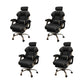 Modern Style Gaming Chair Faux Leather Fixed Arm Desk Chair for Home Black 4 Piece Set With Footrest Clearhalo 'furn' 'furn_office_chair' 'Furniture' 'Office Chairs' 'Office Furniture' 'office_chair' 6600320