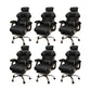 Modern Style Gaming Chair Faux Leather Fixed Arm Desk Chair for Home Black 6 Piece Set With Footrest Clearhalo 'furn' 'furn_office_chair' 'Furniture' 'Office Chairs' 'Office Furniture' 'office_chair' 6600321