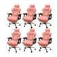 Modern Style Gaming Chair Faux Leather Fixed Arm Desk Chair for Home Pink 6 Piece Set With Footrest Clearhalo 'furn' 'furn_office_chair' 'Furniture' 'Office Chairs' 'Office Furniture' 'office_chair' 6600326