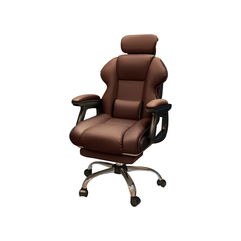 Modern Style Gaming Chair Faux Leather Fixed Arm Desk Chair for Home Coffee 1 Piece With Footrest Clearhalo 'furn' 'furn_office_chair' 'Furniture' 'Office Chairs' 'Office Furniture' 'office_chair' 6600337
