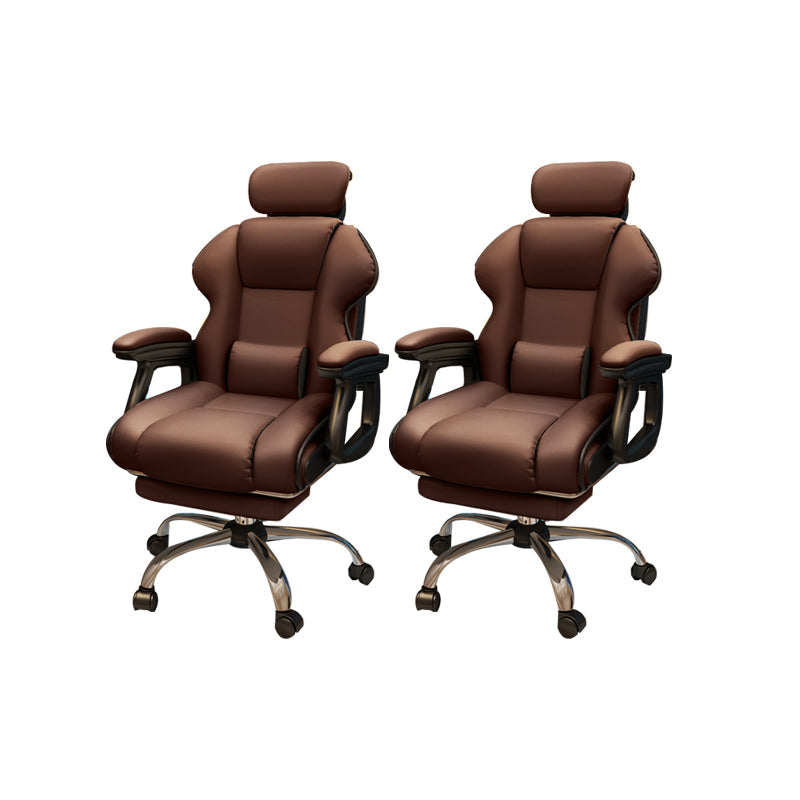 Modern Style Gaming Chair Faux Leather Fixed Arm Desk Chair for Home Coffee 2 Piece Set With Footrest Clearhalo 'furn' 'furn_office_chair' 'Furniture' 'Office Chairs' 'Office Furniture' 'office_chair' 6600338