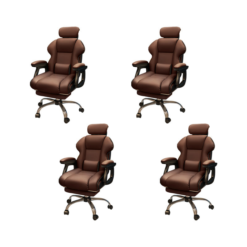 Modern Style Gaming Chair Faux Leather Fixed Arm Desk Chair for Home Coffee 4 Piece Set With Footrest Clearhalo 'furn' 'furn_office_chair' 'Furniture' 'Office Chairs' 'Office Furniture' 'office_chair' 6600339