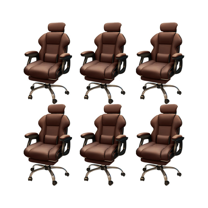 Modern Style Gaming Chair Faux Leather Fixed Arm Desk Chair for Home Coffee 6 Piece Set With Footrest Clearhalo 'furn' 'furn_office_chair' 'Furniture' 'Office Chairs' 'Office Furniture' 'office_chair' 6600340