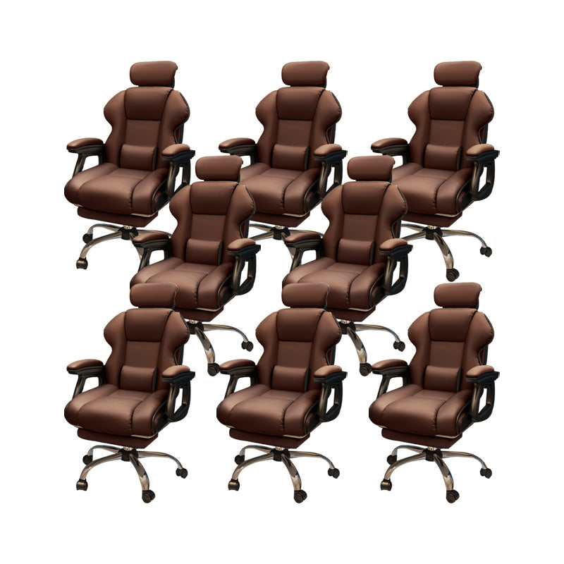 Modern Style Gaming Chair Faux Leather Fixed Arm Desk Chair for Home Coffee 8 Piece Set With Footrest Clearhalo 'furn' 'furn_office_chair' 'Furniture' 'Office Chairs' 'Office Furniture' 'office_chair' 6600341