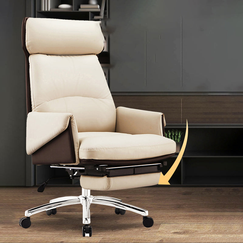 Modern No Arm Executive Chair Tilt Mechanism Managers Chair for Office Beige 1 Piece Clearhalo 'furn' 'furn_office_chair' 'Furniture' 'Office Chairs' 'Office Furniture' 'office_chair' 6600375