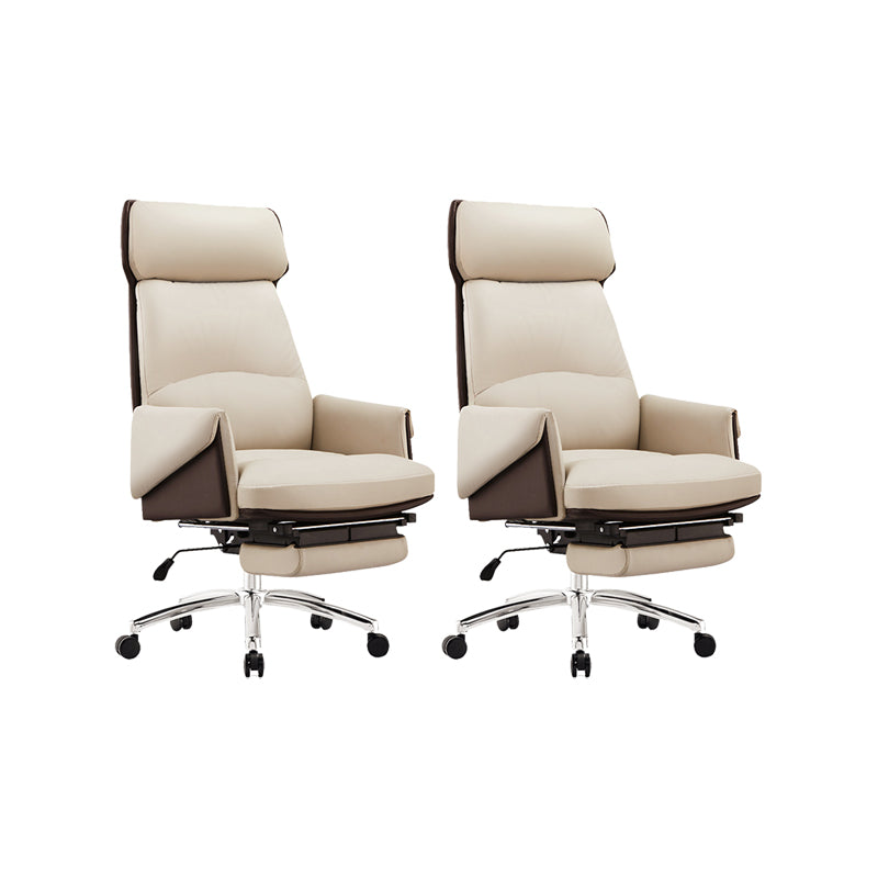 Modern No Arm Executive Chair Tilt Mechanism Managers Chair for Office Beige 2 Piece Set Clearhalo 'furn' 'furn_office_chair' 'Furniture' 'Office Chairs' 'Office Furniture' 'office_chair' 6600376