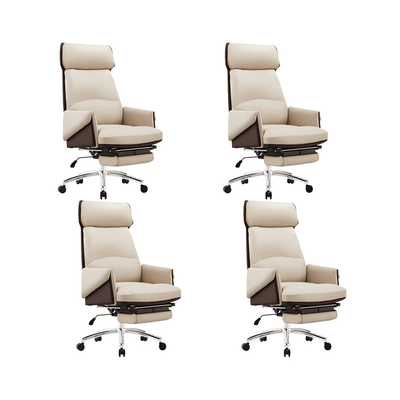 Modern No Arm Executive Chair Tilt Mechanism Managers Chair for Office Beige 4 Piece Set Clearhalo 'furn' 'furn_office_chair' 'Furniture' 'Office Chairs' 'Office Furniture' 'office_chair' 6600379