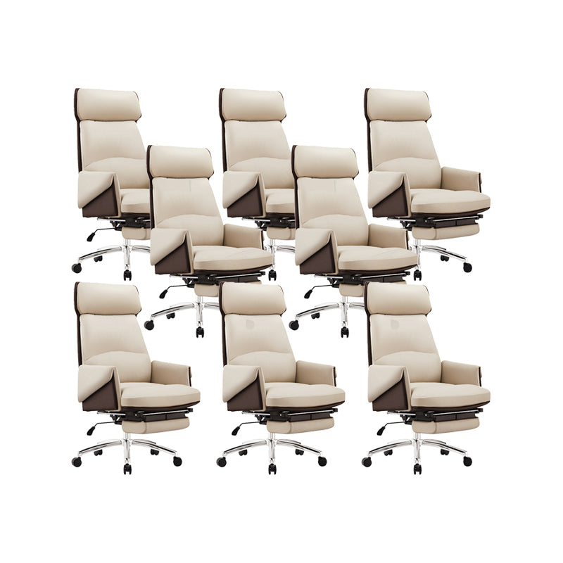 Modern No Arm Executive Chair Tilt Mechanism Managers Chair for Office Beige 8 Piece Set Clearhalo 'furn' 'furn_office_chair' 'Furniture' 'Office Chairs' 'Office Furniture' 'office_chair' 6600383
