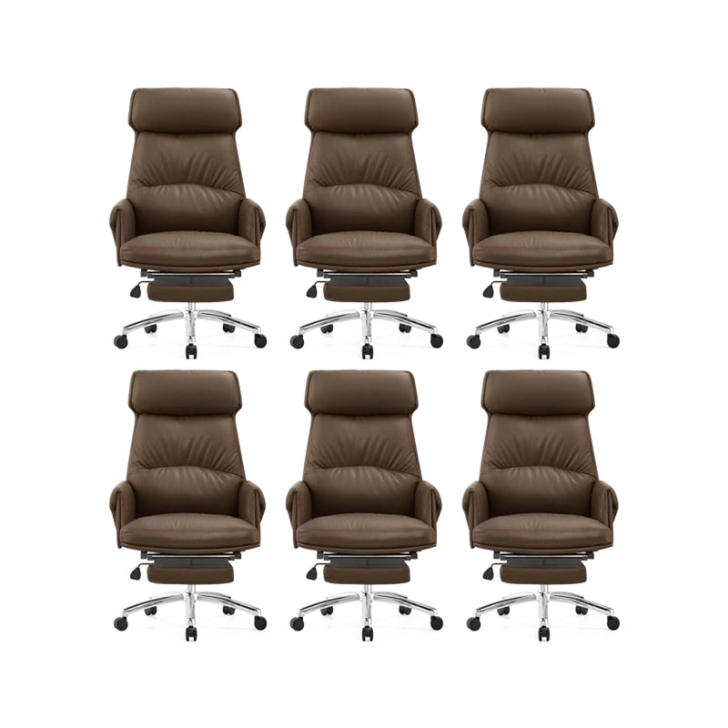 Modern No Arm Executive Chair Tilt Mechanism Managers Chair for Office Brown 6 Piece Set Clearhalo 'furn' 'furn_office_chair' 'Furniture' 'Office Chairs' 'Office Furniture' 'office_chair' 6600401