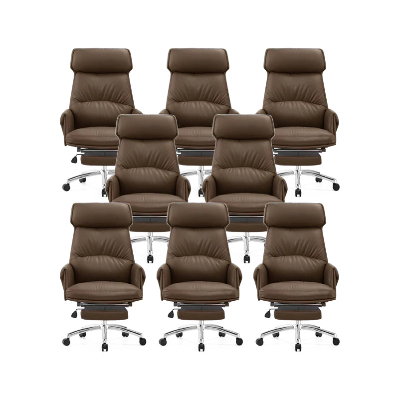 Modern No Arm Executive Chair Tilt Mechanism Managers Chair for Office Brown 8 Piece Set Clearhalo 'furn' 'furn_office_chair' 'Furniture' 'Office Chairs' 'Office Furniture' 'office_chair' 6600402