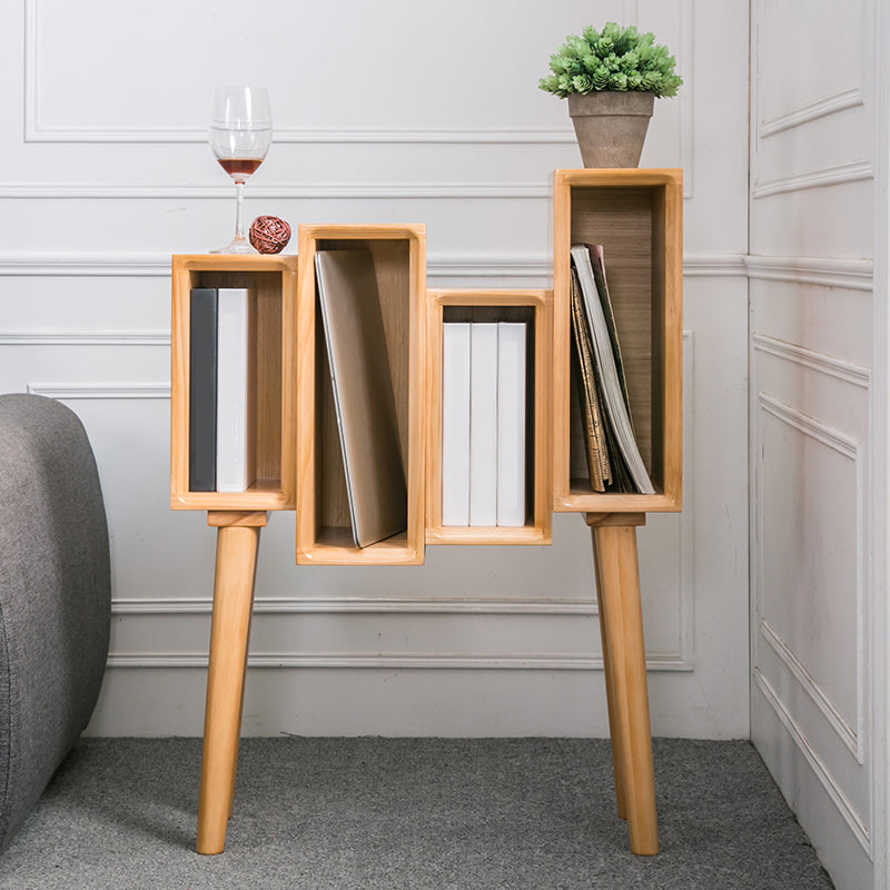 Modern Closed Back Standard Bookshelf Wooden Bookcase with Shelves 23.5"L x 9.8"W x 31.5"H Natural Clearhalo 'Bookcases' 'furn' 'furn_bookcases' 'Furniture' 'Office Furniture' 6600453