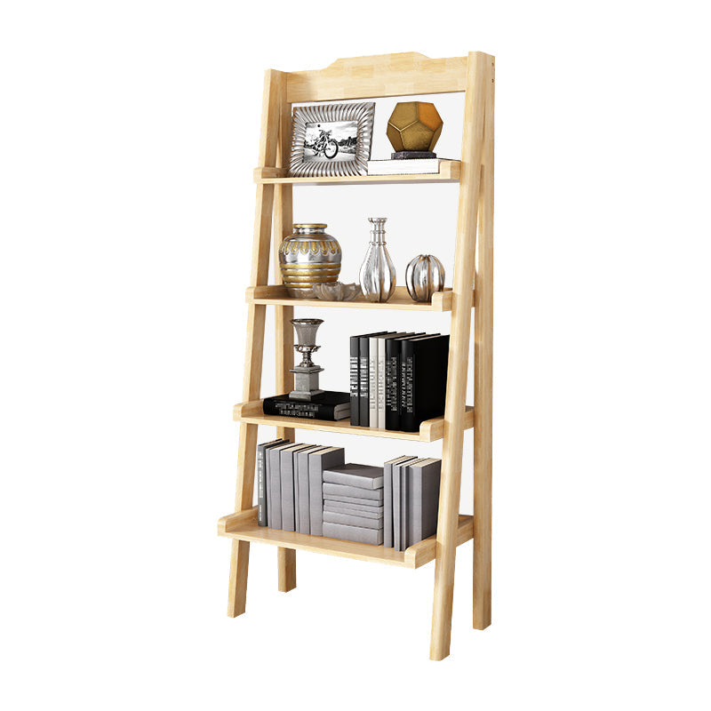Open Back Walnut Bookcase Contemporary Ladder Bookshelf with Shelves Natural Clearhalo 'Bookcases' 'furn' 'furn_bookcases' 'Furniture' 'Office Furniture' 6600469