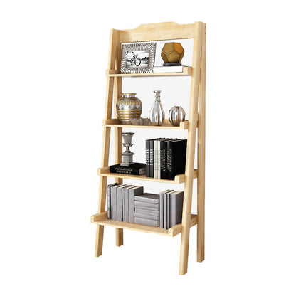 Open Back Walnut Bookcase Contemporary Ladder Bookshelf with Shelves Natural Clearhalo 'Bookcases' 'furn' 'furn_bookcases' 'Furniture' 'Office Furniture' 6600469