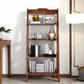 Open Back Walnut Bookcase Contemporary Ladder Bookshelf with Shelves 23.6"L x 14.2"W x 57.1"H Nut-Brown Clearhalo 'Bookcases' 'furn' 'furn_bookcases' 'Furniture' 'Office Furniture' 6600474