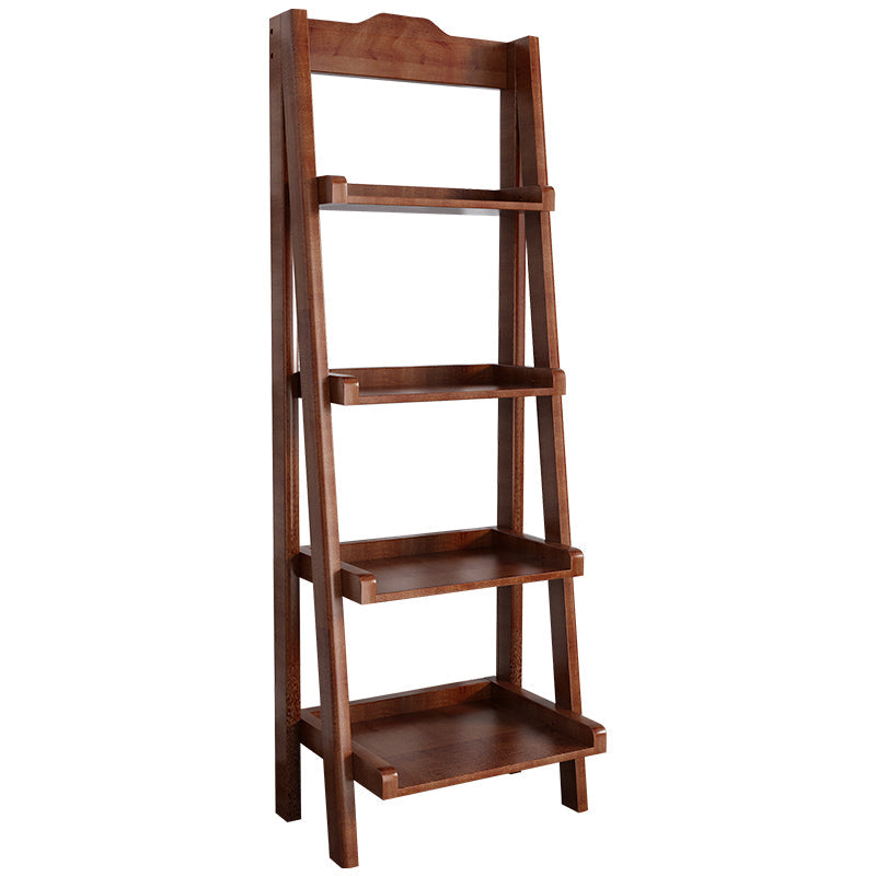 Open Back Walnut Bookcase Contemporary Ladder Bookshelf with Shelves Clearhalo 'Bookcases' 'furn' 'furn_bookcases' 'Furniture' 'Office Furniture' 6600476