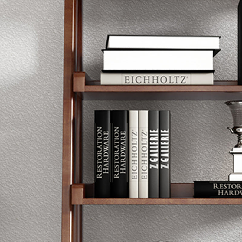 Open Back Walnut Bookcase Contemporary Ladder Bookshelf with Shelves Clearhalo 'Bookcases' 'furn' 'furn_bookcases' 'Furniture' 'Office Furniture' 6600478