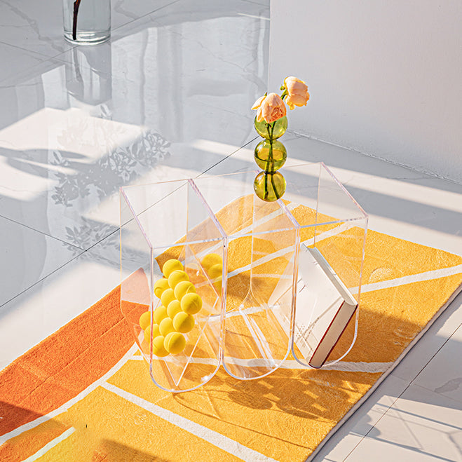 Contemporary Antique Finish Shelf Bookcase Acrylic Geometric Bookshelf