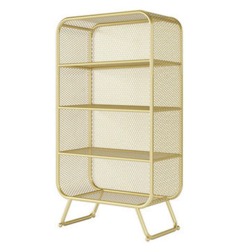 Closed Back Bookshelf Standard Metal Glam Bookcase with Shelves