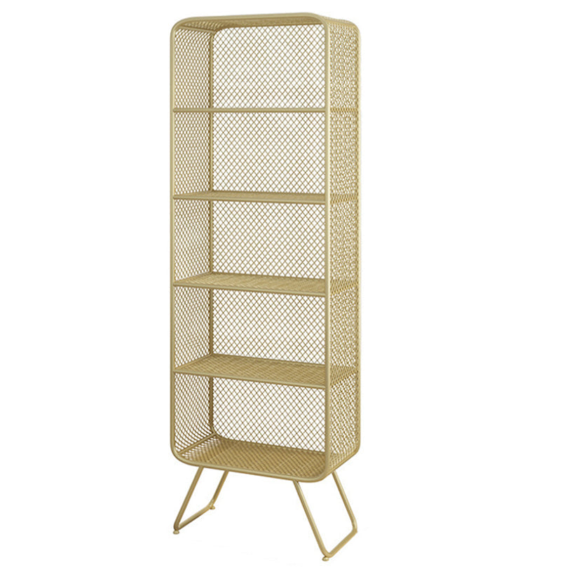 Closed Back Bookshelf Standard Metal Glam Bookcase with Shelves