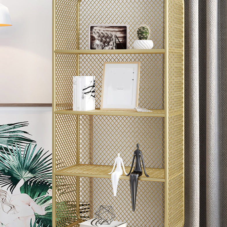 Closed Back Bookshelf Standard Metal Glam Bookcase with Shelves