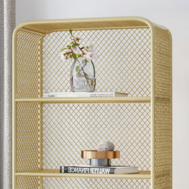 Closed Back Bookshelf Standard Metal Glam Bookcase with Shelves