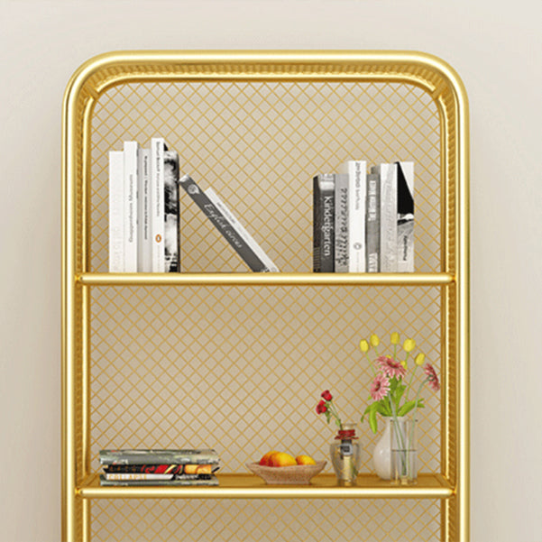 Closed Back Bookshelf Standard Metal Glam Bookcase with Shelves