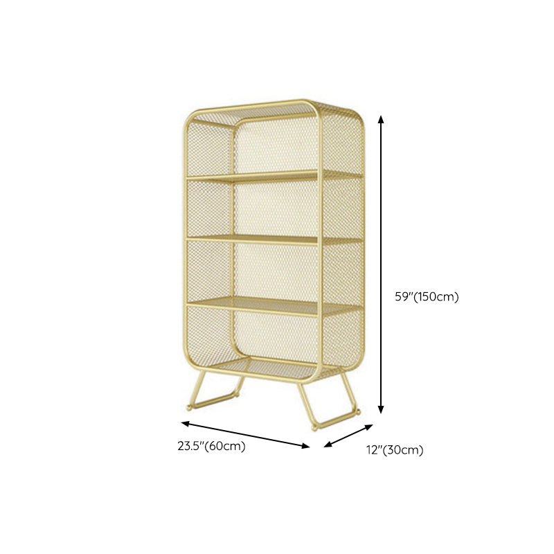 Closed Back Bookshelf Standard Metal Glam Bookcase with Shelves