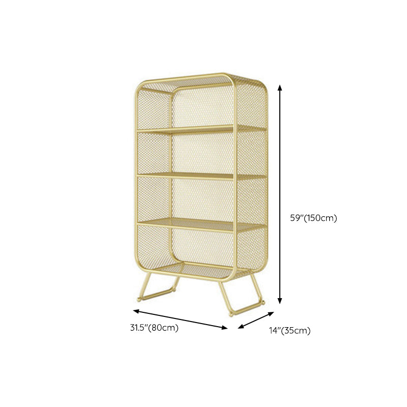 Closed Back Bookshelf Standard Metal Glam Bookcase with Shelves