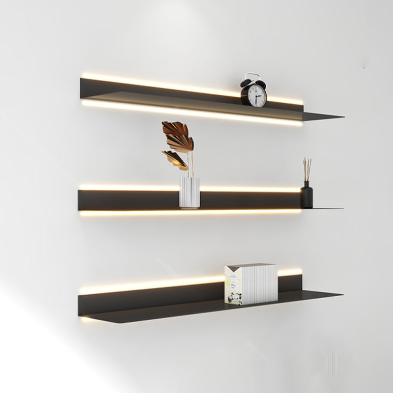 Industrial Metal Bookcase Closed Back Black Horizontal Bookshelf