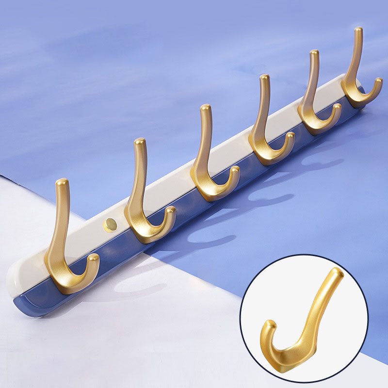 Metal and Wood Coat Hanger Modern Minimalist Home Wall Hanging Coat Rack Blue 1 Piece 6 Clearhalo 'Entry & Mudroom Furniture' 'furn' 'furn_hall_tree_coat_racks' 'Furniture' 'Hall Trees & Coat Racks' 'hall_tree_coat_racks' 6600645