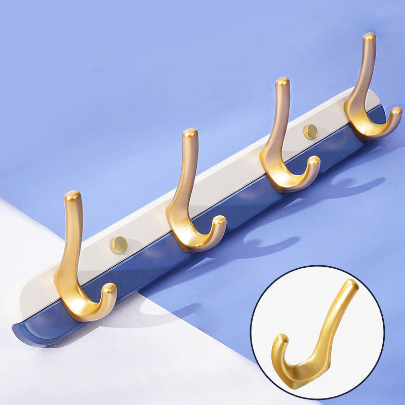 Metal and Wood Coat Hanger Modern Minimalist Home Wall Hanging Coat Rack Blue 1 Piece 4 Clearhalo 'Entry & Mudroom Furniture' 'furn' 'furn_hall_tree_coat_racks' 'Furniture' 'Hall Trees & Coat Racks' 'hall_tree_coat_racks' 6600648