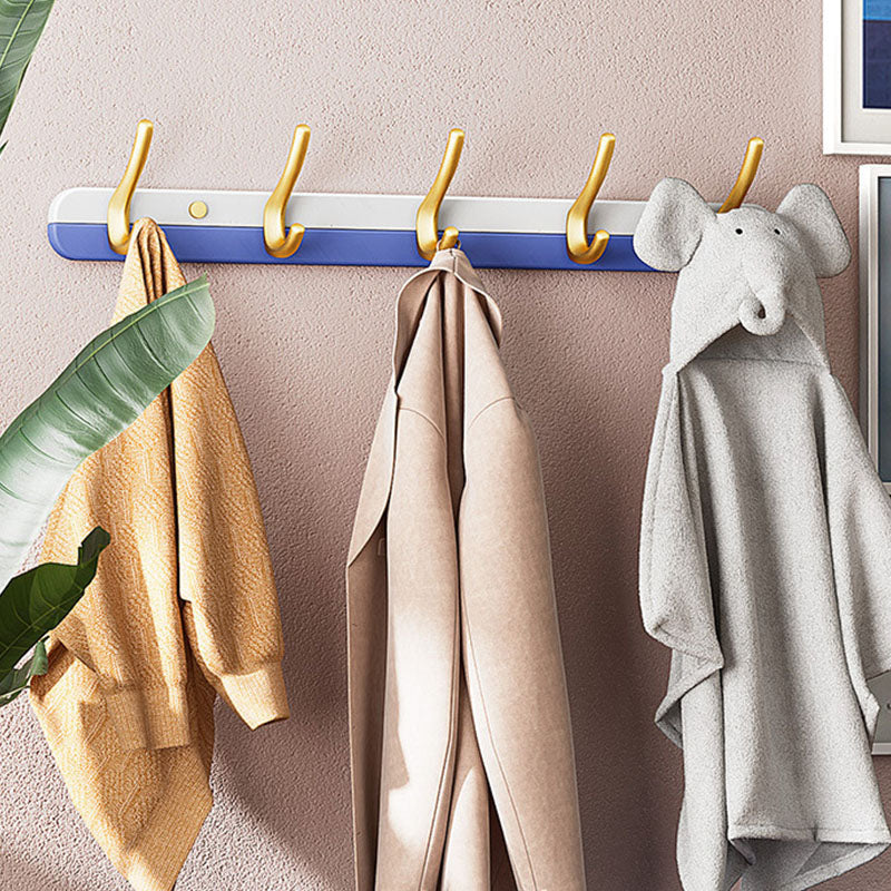 Metal and Wood Coat Hanger Modern Minimalist Home Wall Hanging Coat Rack Blue 1 Piece 5 Clearhalo 'Entry & Mudroom Furniture' 'furn' 'furn_hall_tree_coat_racks' 'Furniture' 'Hall Trees & Coat Racks' 'hall_tree_coat_racks' 6600653