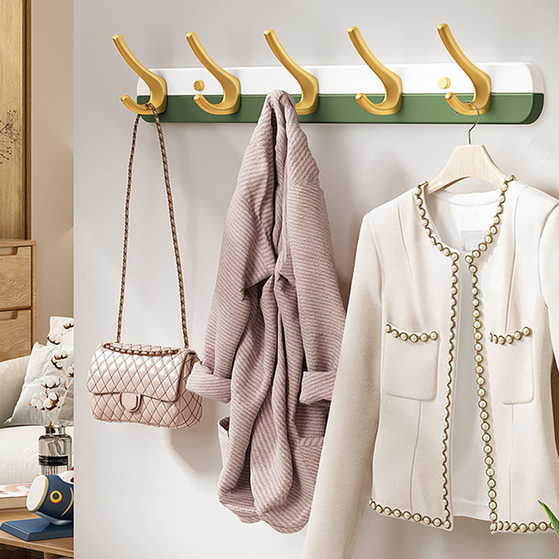Metal and Wood Coat Hanger Modern Minimalist Home Wall Hanging Coat Rack Green 1 Piece 5 Clearhalo 'Entry & Mudroom Furniture' 'furn' 'furn_hall_tree_coat_racks' 'Furniture' 'Hall Trees & Coat Racks' 'hall_tree_coat_racks' 6600655