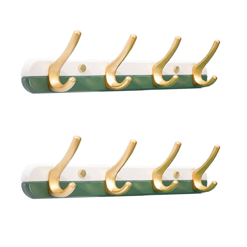 Metal and Wood Coat Hanger Modern Minimalist Home Wall Hanging Coat Rack Green 2 Piece Set 4 Clearhalo 'Entry & Mudroom Furniture' 'furn' 'furn_hall_tree_coat_racks' 'Furniture' 'Hall Trees & Coat Racks' 'hall_tree_coat_racks' 6600660