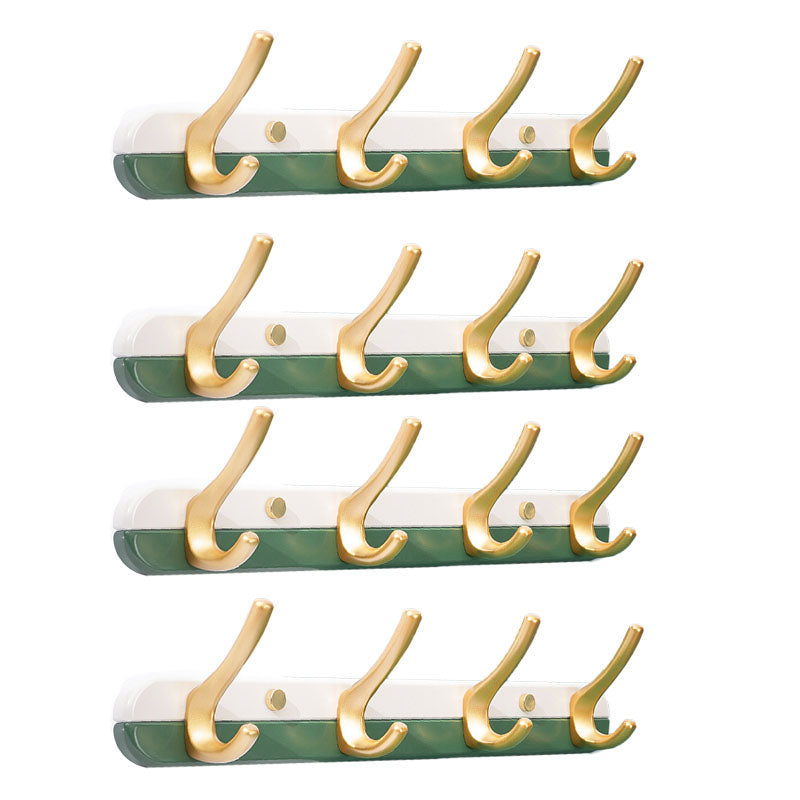 Metal and Wood Coat Hanger Modern Minimalist Home Wall Hanging Coat Rack Green 4 Piece Set 4 Clearhalo 'Entry & Mudroom Furniture' 'furn' 'furn_hall_tree_coat_racks' 'Furniture' 'Hall Trees & Coat Racks' 'hall_tree_coat_racks' 6600661