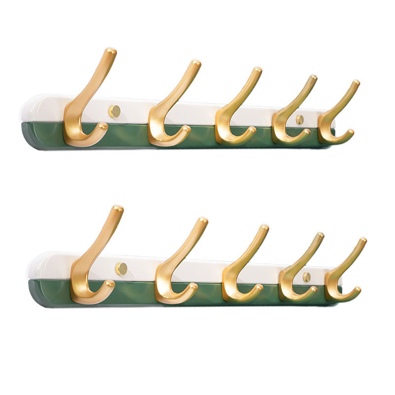 Metal and Wood Coat Hanger Modern Minimalist Home Wall Hanging Coat Rack Green 2 Piece Set 5 Clearhalo 'Entry & Mudroom Furniture' 'furn' 'furn_hall_tree_coat_racks' 'Furniture' 'Hall Trees & Coat Racks' 'hall_tree_coat_racks' 6600664