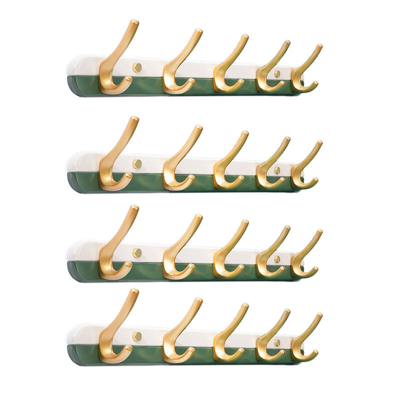 Metal and Wood Coat Hanger Modern Minimalist Home Wall Hanging Coat Rack Green 4 Piece Set 5 Clearhalo 'Entry & Mudroom Furniture' 'furn' 'furn_hall_tree_coat_racks' 'Furniture' 'Hall Trees & Coat Racks' 'hall_tree_coat_racks' 6600665