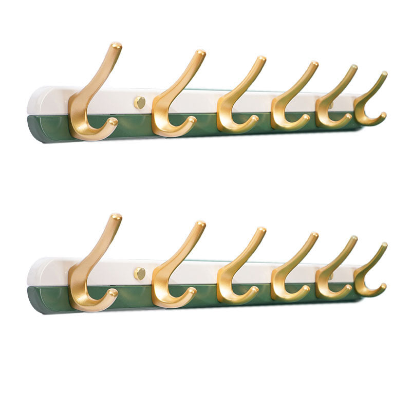Metal and Wood Coat Hanger Modern Minimalist Home Wall Hanging Coat Rack Green 2 Piece Set 6 Clearhalo 'Entry & Mudroom Furniture' 'furn' 'furn_hall_tree_coat_racks' 'Furniture' 'Hall Trees & Coat Racks' 'hall_tree_coat_racks' 6600668