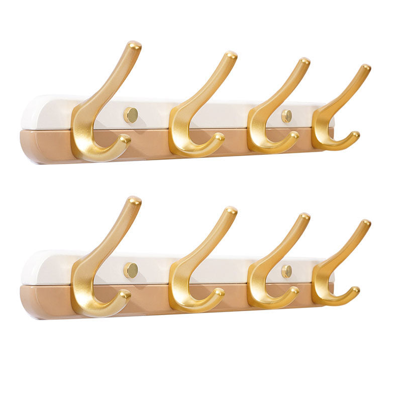 Metal and Wood Coat Hanger Modern Minimalist Home Wall Hanging Coat Rack Coffee 2 Piece Set 4 Clearhalo 'Entry & Mudroom Furniture' 'furn' 'furn_hall_tree_coat_racks' 'Furniture' 'Hall Trees & Coat Racks' 'hall_tree_coat_racks' 6600671