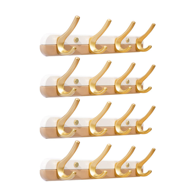 Metal and Wood Coat Hanger Modern Minimalist Home Wall Hanging Coat Rack Coffee 4 Piece Set 4 Clearhalo 'Entry & Mudroom Furniture' 'furn' 'furn_hall_tree_coat_racks' 'Furniture' 'Hall Trees & Coat Racks' 'hall_tree_coat_racks' 6600672