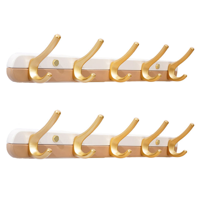 Metal and Wood Coat Hanger Modern Minimalist Home Wall Hanging Coat Rack Coffee 2 Piece Set 5 Clearhalo 'Entry & Mudroom Furniture' 'furn' 'furn_hall_tree_coat_racks' 'Furniture' 'Hall Trees & Coat Racks' 'hall_tree_coat_racks' 6600673