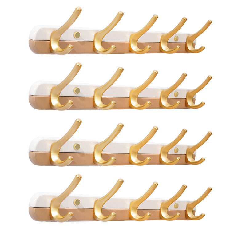 Metal and Wood Coat Hanger Modern Minimalist Home Wall Hanging Coat Rack Coffee 4 Piece Set 5 Clearhalo 'Entry & Mudroom Furniture' 'furn' 'furn_hall_tree_coat_racks' 'Furniture' 'Hall Trees & Coat Racks' 'hall_tree_coat_racks' 6600674