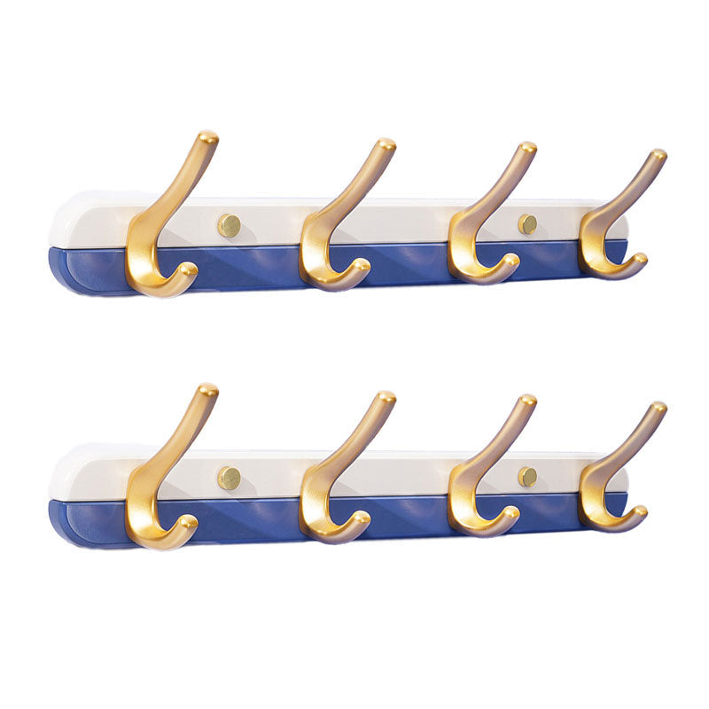 Metal and Wood Coat Hanger Modern Minimalist Home Wall Hanging Coat Rack Blue 2 Piece Set 4 Clearhalo 'Entry & Mudroom Furniture' 'furn' 'furn_hall_tree_coat_racks' 'Furniture' 'Hall Trees & Coat Racks' 'hall_tree_coat_racks' 6600677