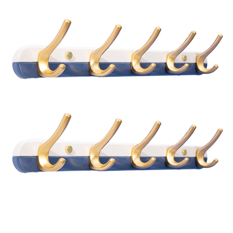 Metal and Wood Coat Hanger Modern Minimalist Home Wall Hanging Coat Rack Blue 2 Piece Set 5 Clearhalo 'Entry & Mudroom Furniture' 'furn' 'furn_hall_tree_coat_racks' 'Furniture' 'Hall Trees & Coat Racks' 'hall_tree_coat_racks' 6600679