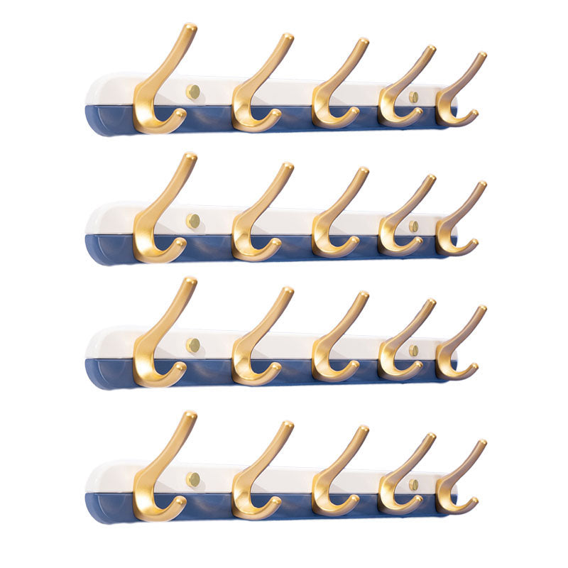 Metal and Wood Coat Hanger Modern Minimalist Home Wall Hanging Coat Rack Blue 4 Piece Set 5 Clearhalo 'Entry & Mudroom Furniture' 'furn' 'furn_hall_tree_coat_racks' 'Furniture' 'Hall Trees & Coat Racks' 'hall_tree_coat_racks' 6600680