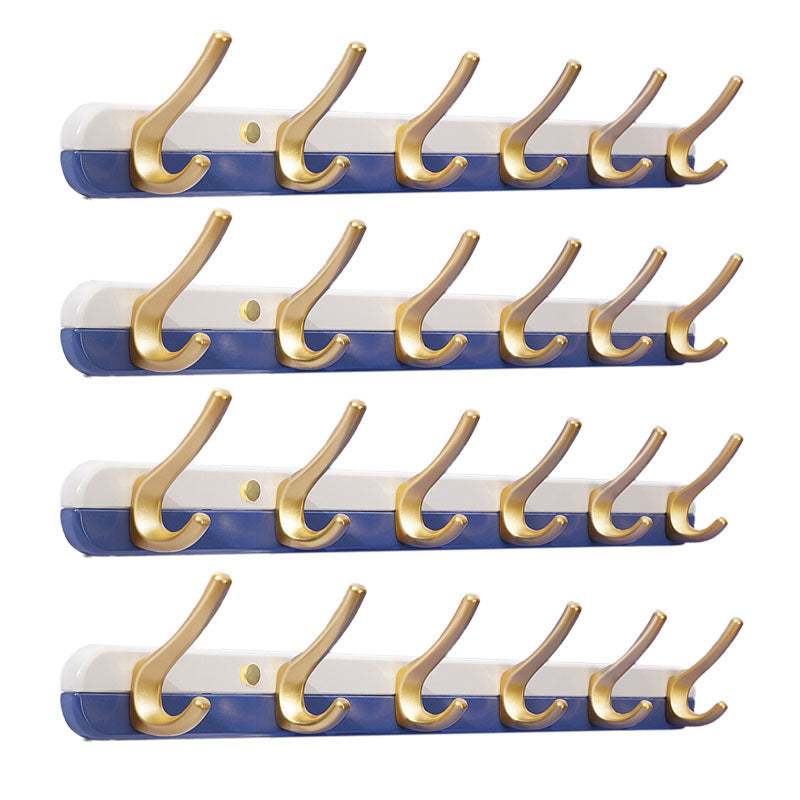 Metal and Wood Coat Hanger Modern Minimalist Home Wall Hanging Coat Rack Blue 4 Piece Set 6 Clearhalo 'Entry & Mudroom Furniture' 'furn' 'furn_hall_tree_coat_racks' 'Furniture' 'Hall Trees & Coat Racks' 'hall_tree_coat_racks' 6600682